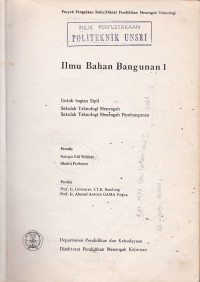Image of Ilmu Bahan Bagunan Jilid.1