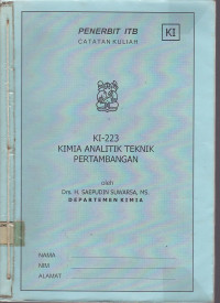 Kimia Analitik Teknik Pertambangan : Catatan Kuliah