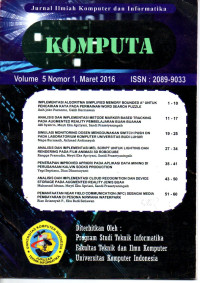 Komputa : jurnal ilmiah komputer dan informatika Vol.5